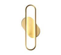 AWEITG Elegant Slim Brass Long Ring Wall Light - 18W 3-Color Mode Bedside Sconce Acrylic Shade for Bedroom and Living Spaces