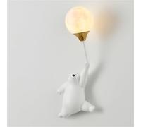 AWEITG Lampada da Parete a Forma di Orso Cartone Animato con Palloncino, Applique for Camera dei Bambini, Illuminazione a Parete con Base G9(Bianco,Right)
