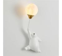 AWEITG Lampada da Parete a Forma di Orso Cartone Animato con Palloncino, Applique for Camera dei Bambini, Illuminazione a Parete con Base G9(Bianco,Left)