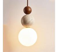 AWEITG Lampadari in travertino giallo nordico, lampadari in vetro, mini lampade sospese. 3000K, lampadari regolabili for tavolo, soggiorno, camera da letto(Walnut Color)