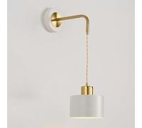 AWEITG Minimalist Black/White Wall Sconce - European Style E26/E27 Mount Lighting Fixture for Home(White-2)