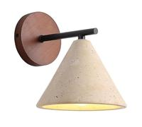 AWEITG Natural Mid Century Wall Sconce Wood Base - Vintage Marble Light Fixture for Rustic Farmhouse, Industrial, Bedroom, Hallway, Living Room, and Bathroom