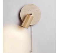 AWEITG Natural Yellow Travertine Wall Sconces Switch - Adjustable Wood Lamp for Cozy Indoor Lighting(Solid wood)