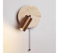 AWEITG Natural Yellow Travertine Wall Sconces Switch - Adjustable Wood Lamp for Cozy Indoor Lighting(Walnut)