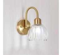 AWEITG Vintage Gold Wall Sconce Amber Glass Shade - Elegant Decorative Lighting for Bathroom, Bedroom, Dining Room, and Farmhouse Entryway(Clear glass)