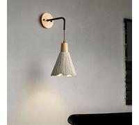 AWEITG Wabi-Sabi Retro Cement Wall Lamp - E27 Base Indoor Sconce Solid Wood Accents for Living Room, Restaurant, and Hallway