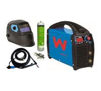AWELCO - Saldatrice inverter MMA-TIG 150A Mikrotig 170 - Kit completo con passamontagna automatico, bottiglia Argon, Erogatore e torcia TIG 4m - Saldatura Acciaio, Inox e Ghisa