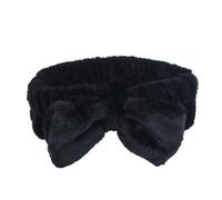 Awenbin Fascia per capelli da spa, fascia con fiocco in nero, riutilizzabile, morbida e confortevole, impedisce ai liquidi di bagnarsi e disturbare i capelli, ideale per la pulizia del viso, il bagno