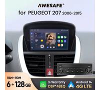 AWESAFE PX9 Autoradio Per Peugeot 207 207CC 2006-2015 Car Play Per Auto Androide Auto Wireless CarPlay Moto 2 din Android Navigation 4G-LTE 8-Croe 8GB+256GB GPS Map RDS DSP IPS Schermo Stereo Auto WIF