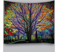 Awesocrafts - Arazzo da appendere alla parete, motivo: albero della vita, foresta psichedelica, arazzi per camera da letto, università, dormitorio, soggiorno, decorazione parete (albero, 130 x 150 cm)
