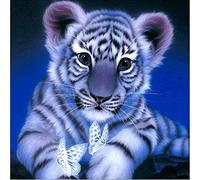 Awesocrafts Kit a punto croce timbrato bianco tigre cucciolo e farfalla modelli facili ricamo kit forniture (Tiger)