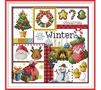 Awesocrafts - Kit per punto croce, per ricamo a punto croce, per quattro stagioni invernali, con stampa o contata