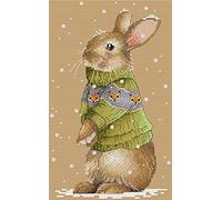 Awesocrafts Punto Croce Timbrato Kit Coniglio Invernale Modelli Facile Cucitura Croce Ricamo Cucito Kit Forniture