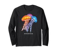 Awesome Cute Underwater Fish Sea Just Go with Flow Jellyfish Maglia a Manica
