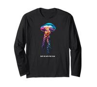 Awesome Cute Underwater Fish Sea Just Go with Flow Jellyfish Maglia a Manica