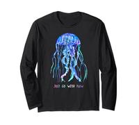 Awesome Cute Underwater Fish Sea Just Go with Flow Jellyfish Maglia a Manica
