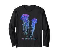 Awesome Cute Underwater Fish Sea Just Go with Flow Jellyfish Maglia a Manica