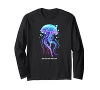 Awesome Cute Underwater Fish Sea Just Go with Flow Jellyfish Maglia a Manica