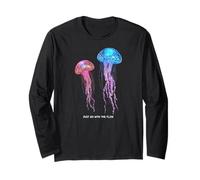 Awesome Cute Underwater Fish Sea Just Go with Flow Jellyfish Maglia a Manica