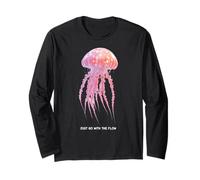 Awesome Cute Underwater Fish Sea Just Go with Flow Jellyfish Maglia a Manica
