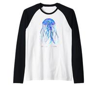 Awesome Cute Underwater Fish Sea Just Go with Flow Jellyfish Maglia con Maniche Raglan
