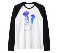 Awesome Cute Underwater Fish Sea Just Go with Flow Jellyfish Maglia con Maniche Raglan