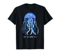 Awesome Cute Underwater Fish Sea Just Go with Flow Jellyfish Maglietta