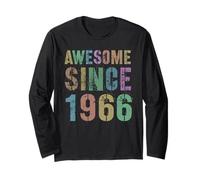 Awesome dal 1966 Vintage 60° Compleanno Rock Roll Mamma papà Maglia a Manica