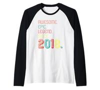 Awesome Epic Legend Since 2018 8 Years Old 8th Birthday Maglia con Maniche Raglan