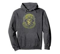 Awesome Military Skull Combat Skeleton Vintage Art Felpa con Cappuccio, Unisex per Adulti, Grigio Scuro, XXL