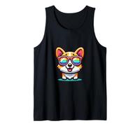 Awesome Rainbow Dog Occhiali da sole testa Cute Corgi Canotta