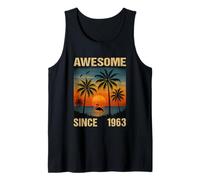 Awesome Since 1963 62° Compleanno Fenicottero Tropicale Palma Canotta
