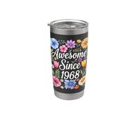 Awesome Since 1968 - Compleanno Floreale Acquerello Bicchiere termico in acciaio inox doppia parete