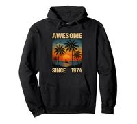 Awesome Since 1974 51° Compleanno Fenicottero Tropicale Palma Felpa con Cappuccio