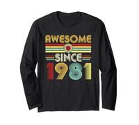 Awesome Since 1981 Classic Year Birth of Birthday Vintage Maglia a Manica
