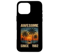 Awesome Since 1982 43° compleanno fenicottero tropicale palma Custodia per iPhone 16 Pro Max