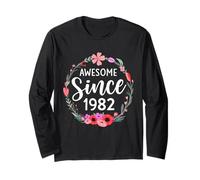 Awesome Since 1982 43° Compleanno Flower Girls Born in 1982 Maglia a Manica