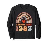 Awesome Since 1983 43rd Birthday Boho Rainbow 43 Years Old Maglia a Manica