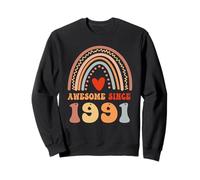 Awesome Since 1991 35th Birthday Boho Rainbow 35 Years Old Felpa