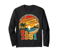 Awesome Since 1991 Vintage Beach Tropical 35th Birthday Maglia a Manica