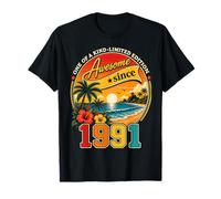 Awesome Since 1991 Vintage Beach Tropical 35th Birthday Maglietta