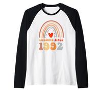Awesome Since 1992 34th Birthday Boho Rainbow 34 Years Old Maglia con Maniche Raglan