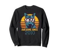 Awesome Since 2010 Cool Cat Occhiali da Sole Festa di Compleanno Meme Felpa
