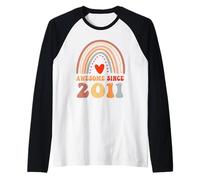 Awesome Since 2011 15th Birthday Boho Rainbow 15 Years Old Maglia con Maniche Raglan