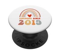 Awesome Since 2019 7th Birthday Boho Rainbow 7 Years Old PopSockets PopGrip Adesivo