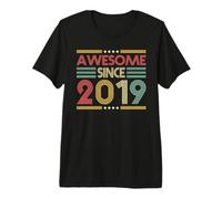 Awesome Since 2019 7th Birthday Retro Vintage 7 Years Old Maglietta Premium