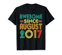 Awesome Since August 2017 Anni 9th Bday Funny Vintage Maglietta