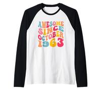 Awesome Since October 1963 63 Years Retro 63rd Birthday Maglia con Maniche Raglan