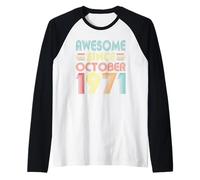 Awesome Since October 1971 55 Year Old Vintage 55th Birthday Maglia con Maniche Raglan