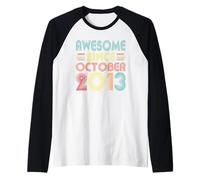 Awesome Since October 2013 13 Year Old Vintage 13th Birthday Maglia con Maniche Raglan